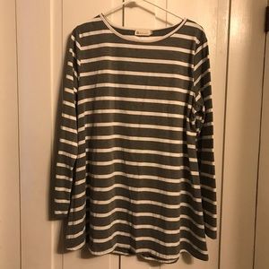 Striped Elbow Patch Top
